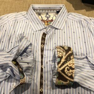 Robert Graham Blue w/ paisley cuffs XXL
